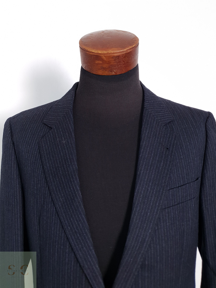 Blazer Excellent 100 lana virgen azul raya Talla M 3