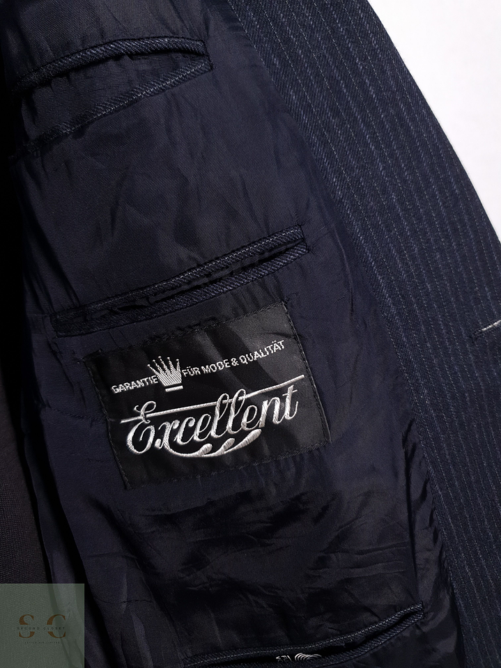 Blazer Excellent 100 lana virgen azul raya Talla M 7