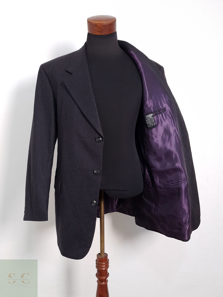 Blazer Vintage 100 lana virgen plomo liso Talla XXL 5