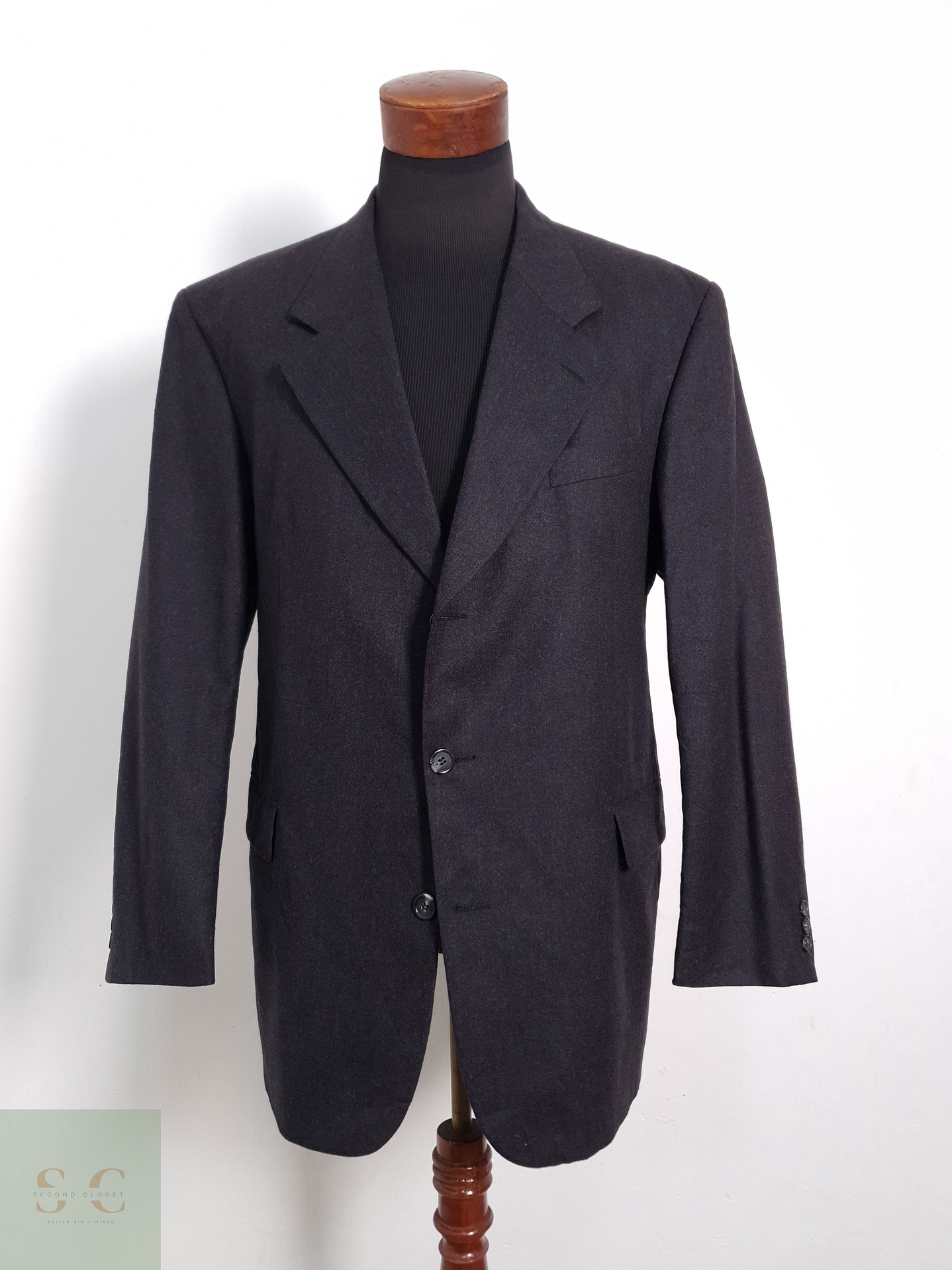 Blazer Vintage 100 lana virgen plomo liso Talla XXL 6