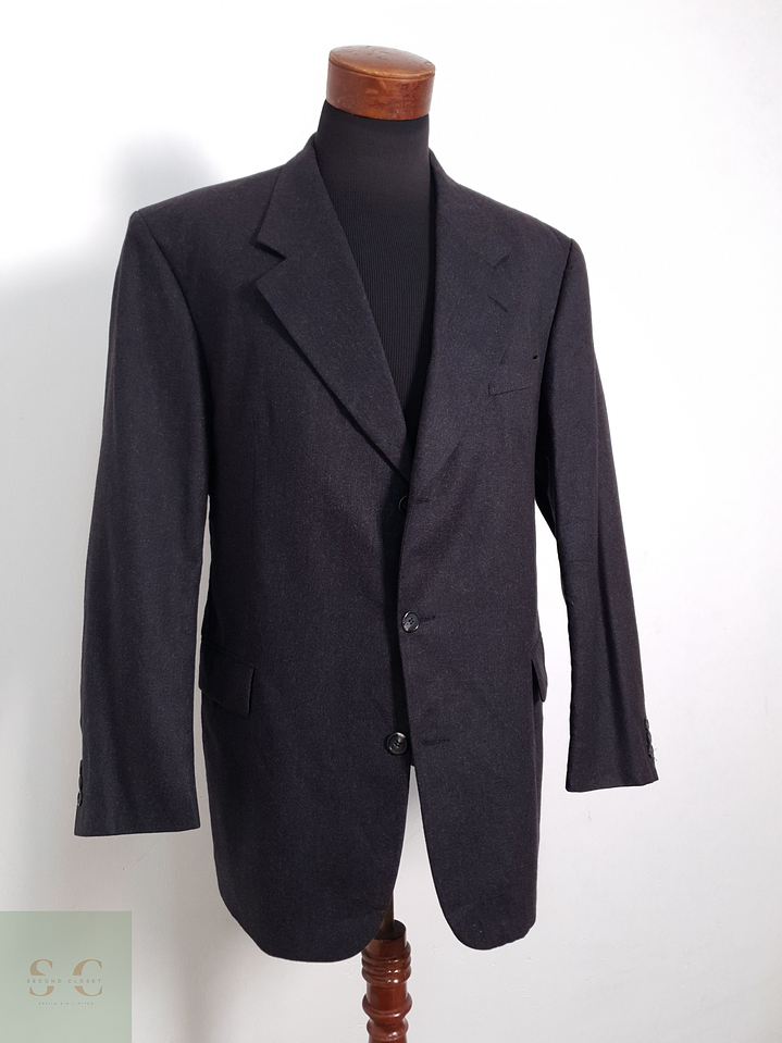 Blazer Vintage 100 lana virgen plomo liso Talla XXL 1