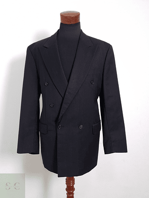 Blazer Carlo Martino 100 lana virgen plomo oscuro raya azul Talla XL