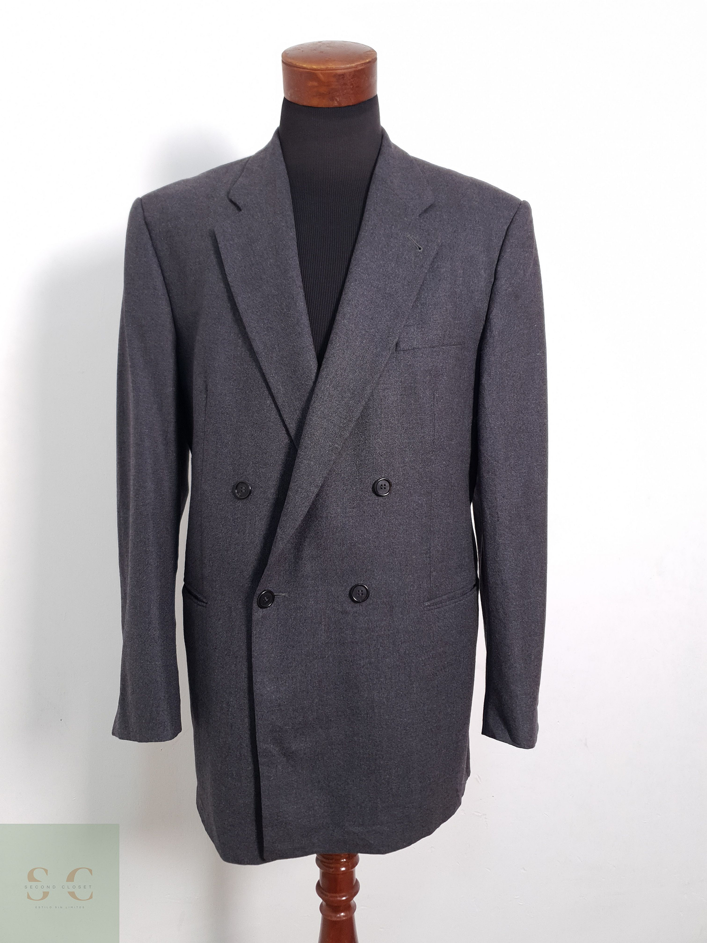 Blazer Dolzer 96 lana virgen 4 elastano gris liso Talla XL 3