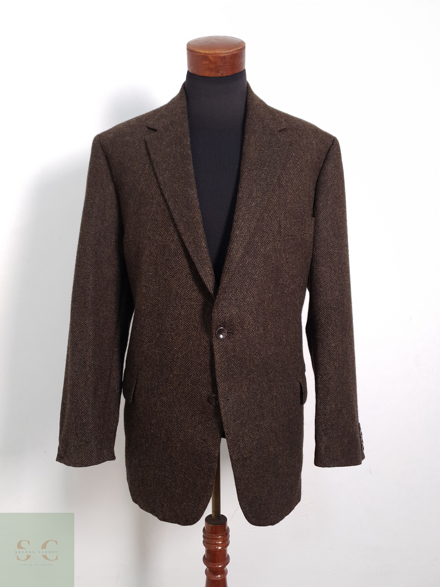 Blazer Odenmark-Haller Yorkshire Tweed by Moon 100 lana virgen café tweed Talla XL 2
