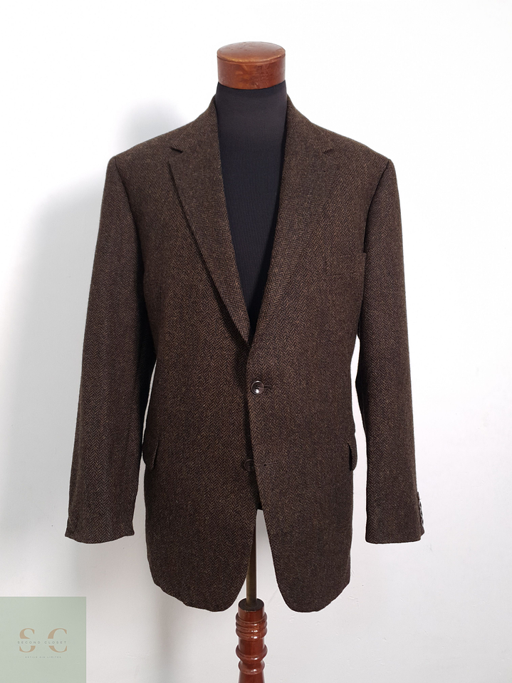 Blazer Odenmark-Haller Yorkshire Tweed by Moon 100 lana virgen café tweed Talla XL 2