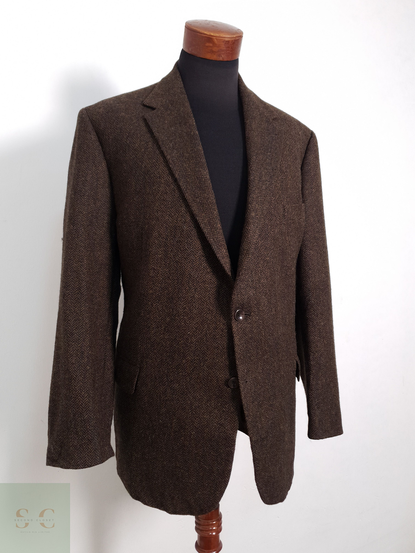 Blazer Odenmark-Haller Yorkshire Tweed by Moon 100 lana virgen café tweed Talla XL 6