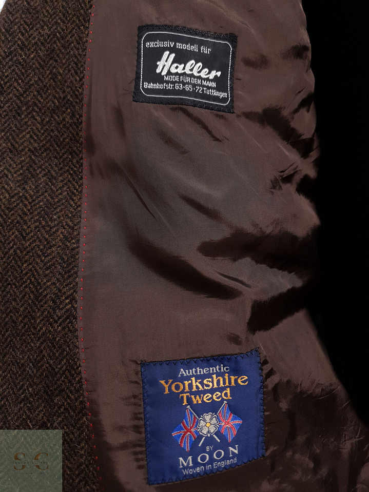 Blazer Odenmark-Haller Yorkshire Tweed by Moon 100 lana virgen café tweed Talla XL 8