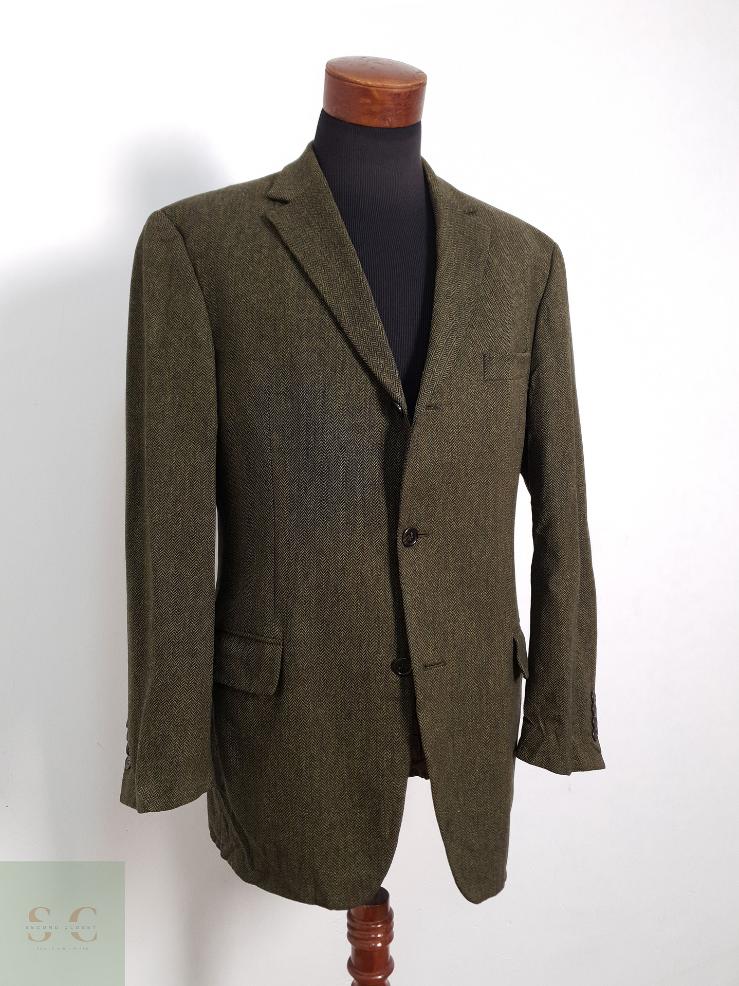 Blazer Uli Knecht 100 lana verde espiga Talla XL 1