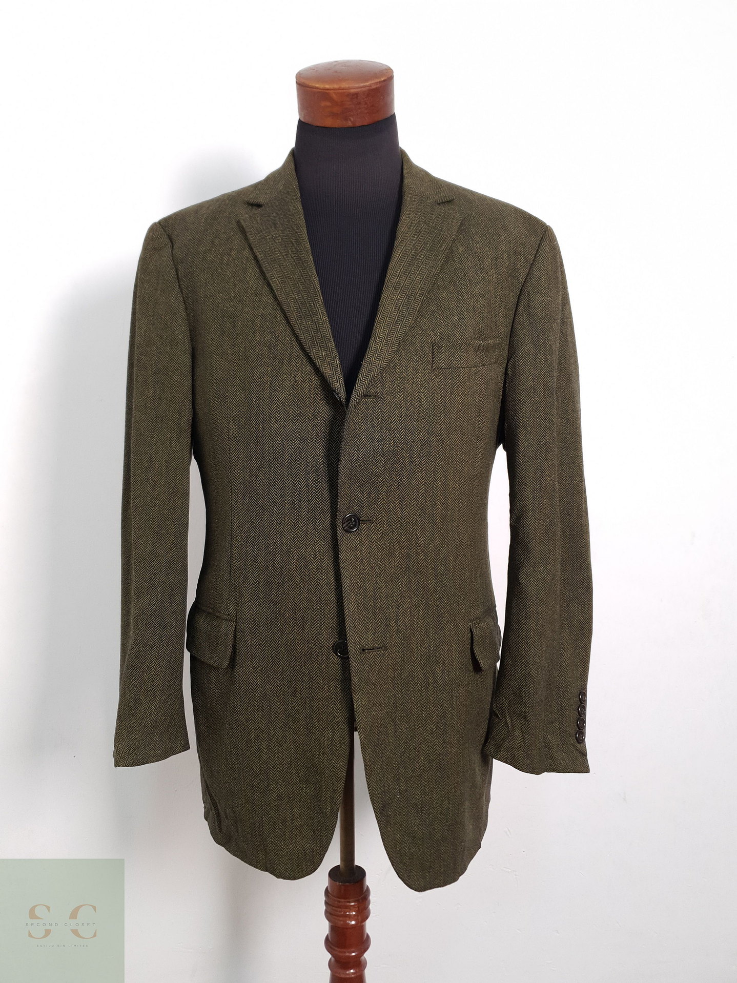 Blazer Uli Knecht 100 lana verde espiga Talla XL 2