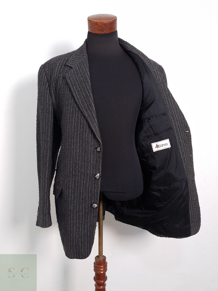 Blazer Pietro Albanes mezcla sintético plomo rayas Talla XL 1