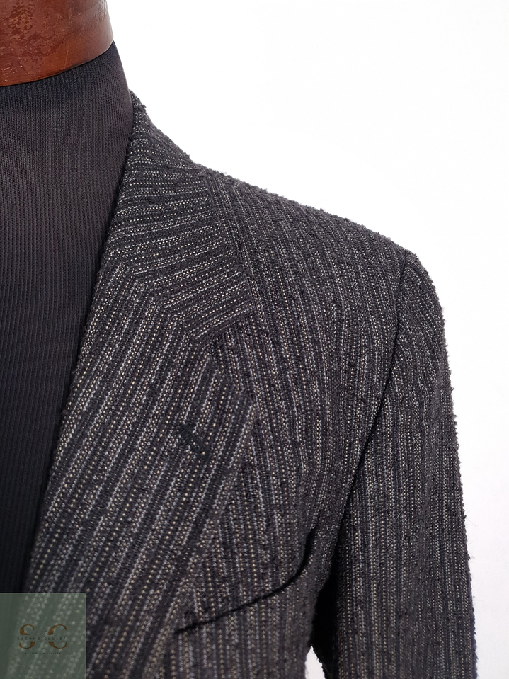 Blazer Pietro Albanes mezcla sintético plomo rayas Talla XL 2