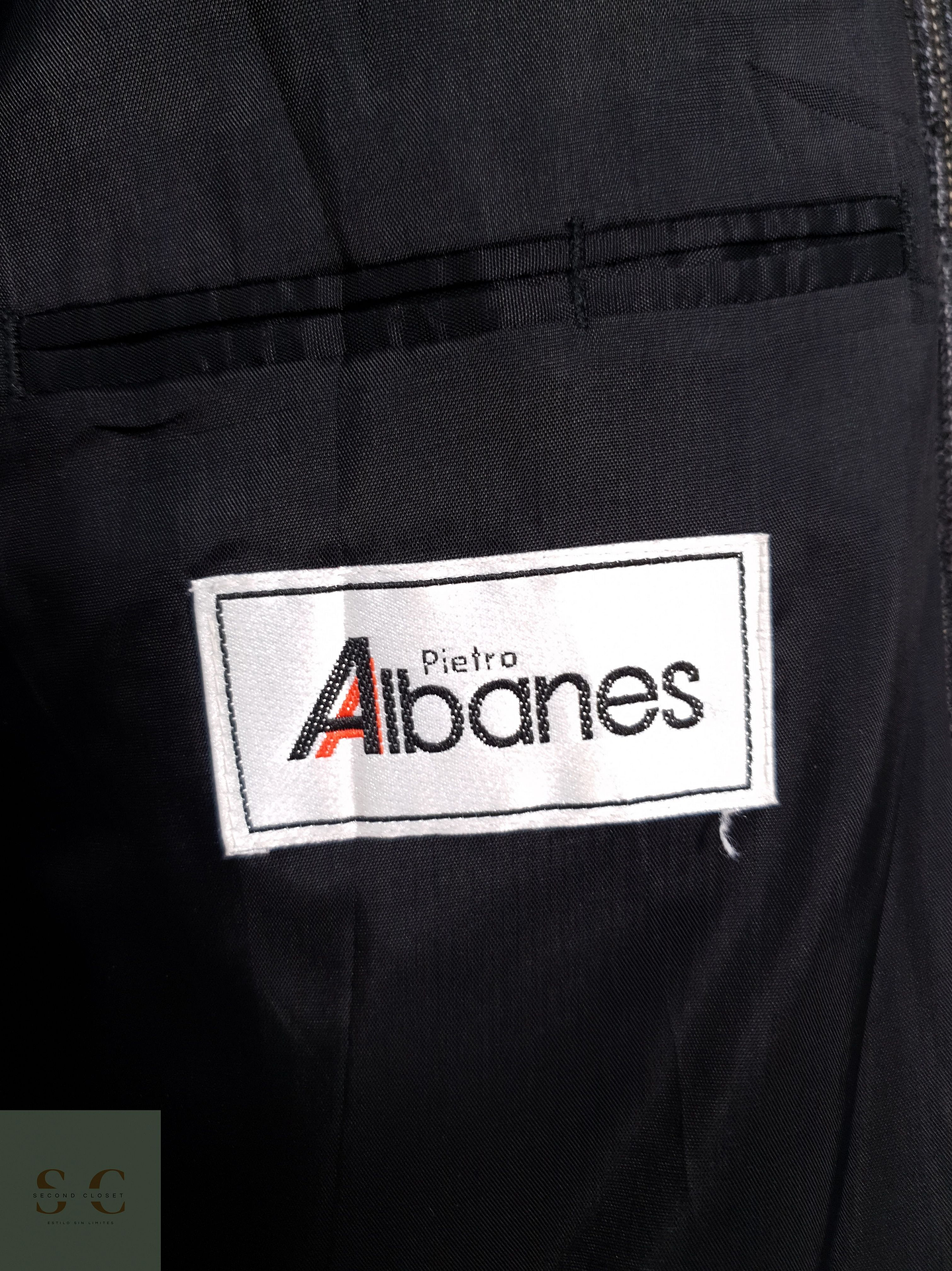 Blazer Pietro Albanes mezcla sintético plomo rayas Talla XL 3