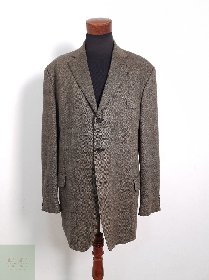 Blazer Cage 100 lana virgen café espiga Talla XXXL 2