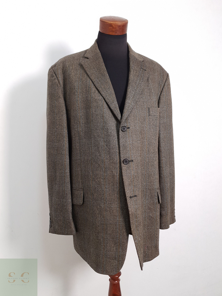 Blazer Cage 100 lana virgen café espiga Talla XXXL 3