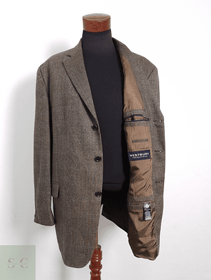 Blazer Cage 100 lana virgen café espiga Talla XXXL