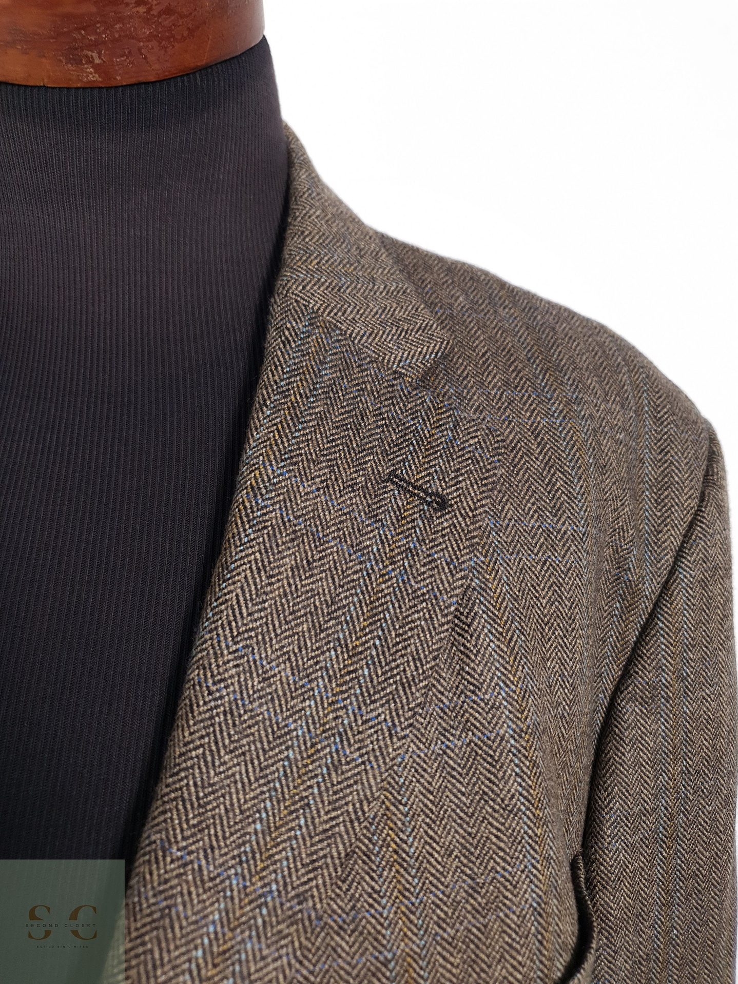 Blazer Cage 100 lana virgen café espiga Talla XXXL 4