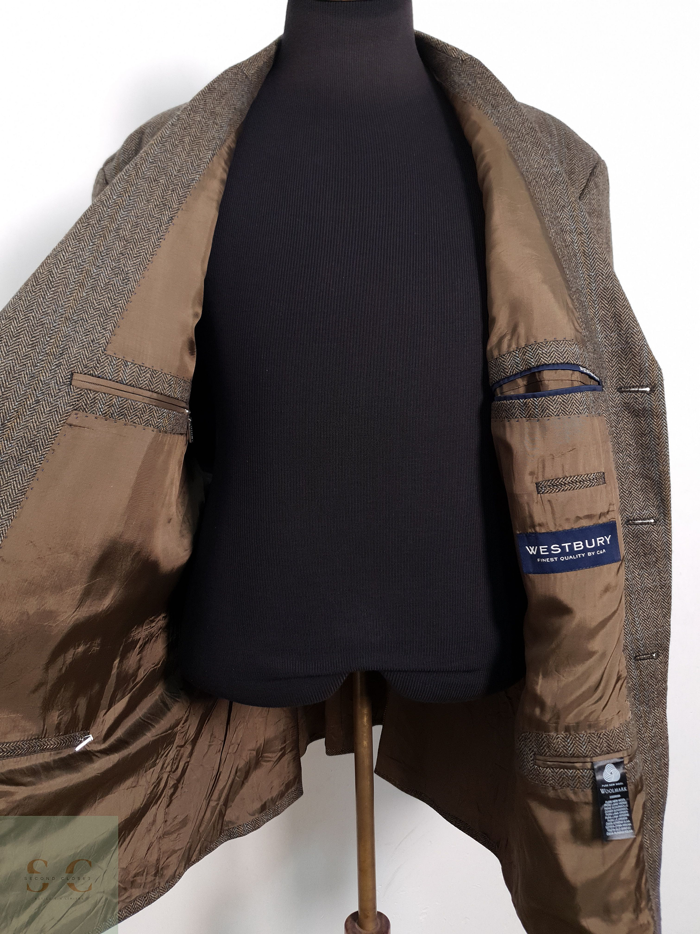 Blazer Cage 100 lana virgen café espiga Talla XXXL 5