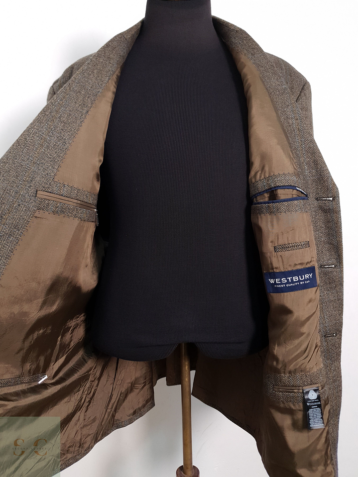 Blazer Cage 100 lana virgen café espiga Talla XXXL 5