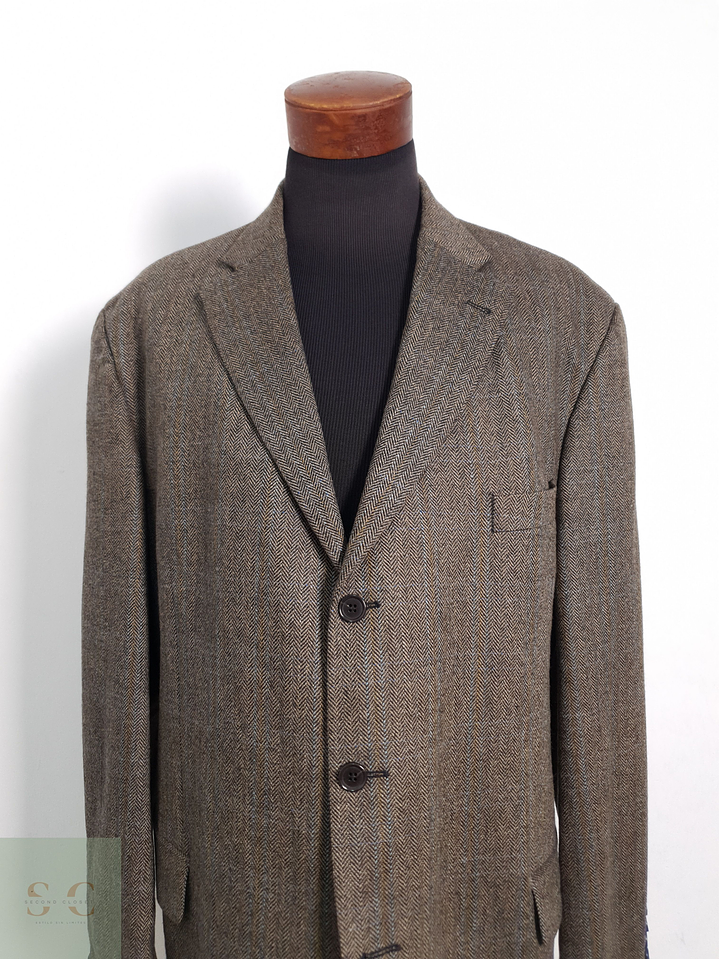 Blazer Cage 100 lana virgen café espiga Talla XXXL 7