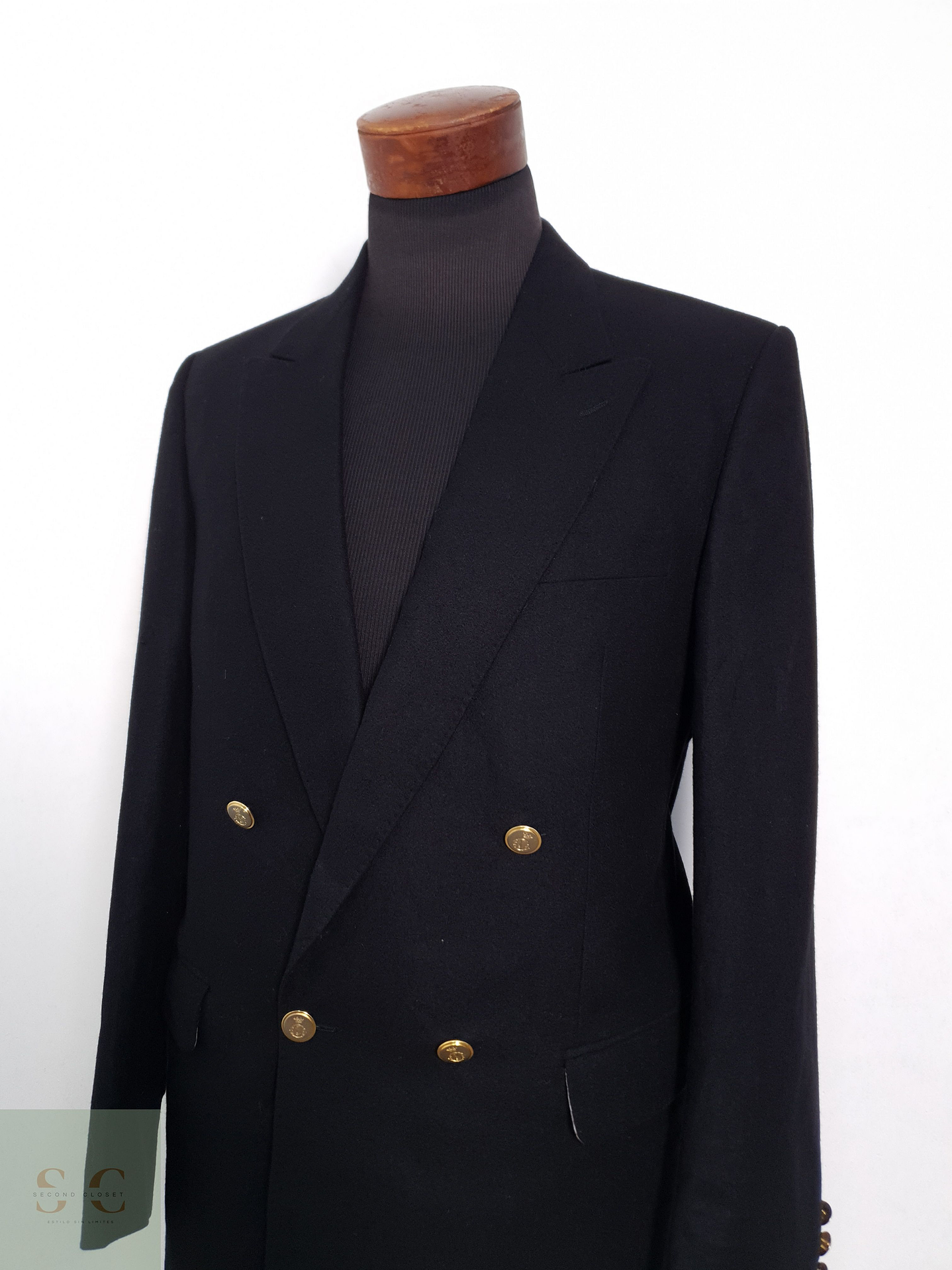 Blazer IGS Collection 100 lana virgen negro botones dorados Talla SM 5