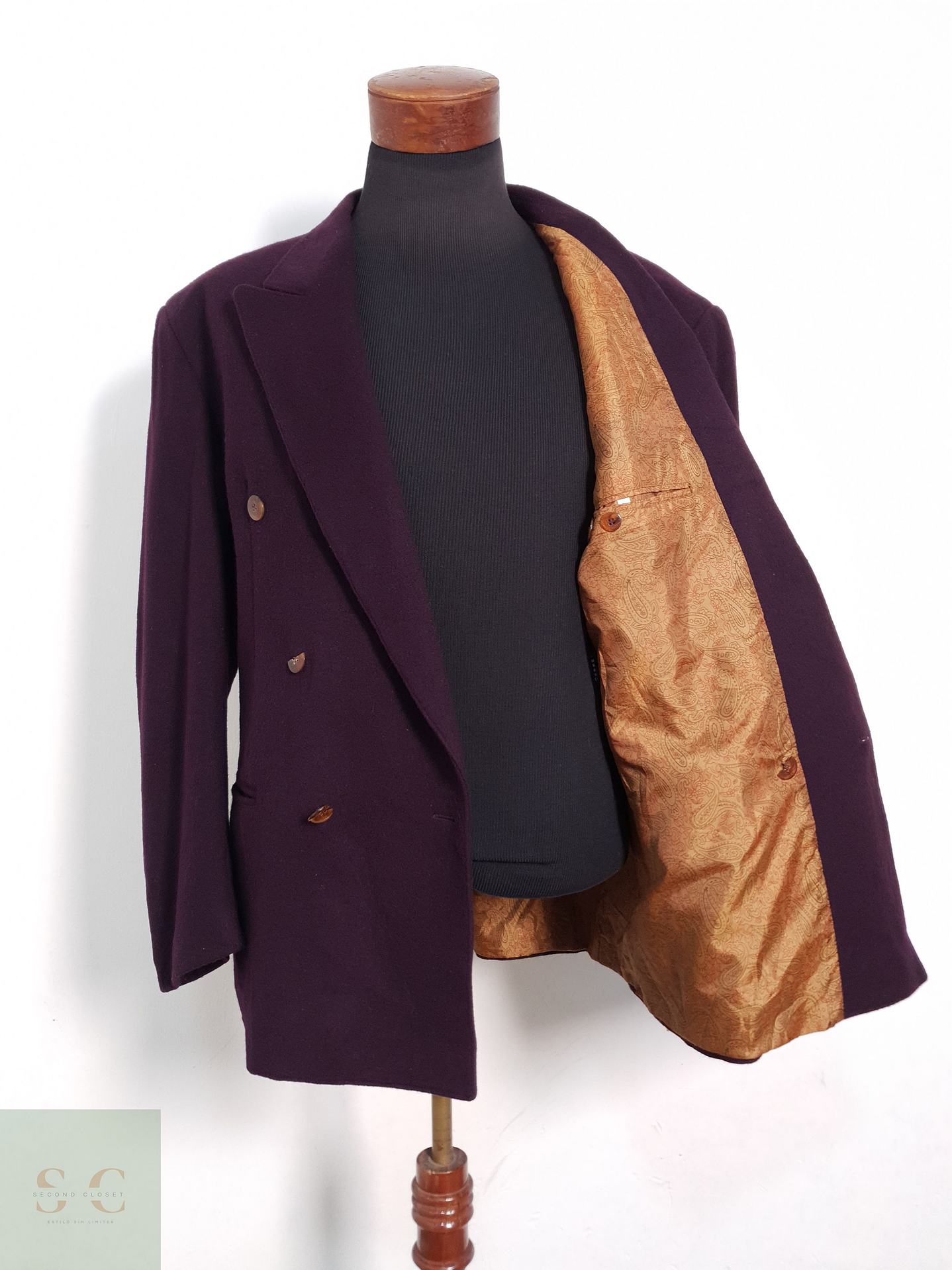 Blazer Vintage 100 lana virgen burdeos Talla XXXL 7