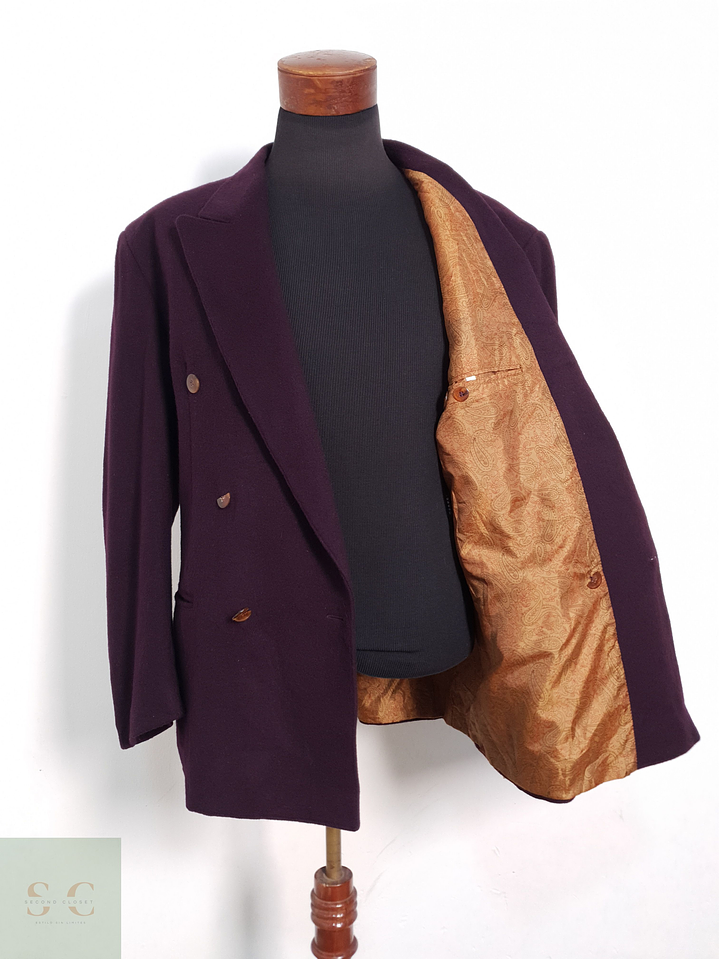 Blazer Vintage 100 lana virgen burdeos Talla XXXL 7