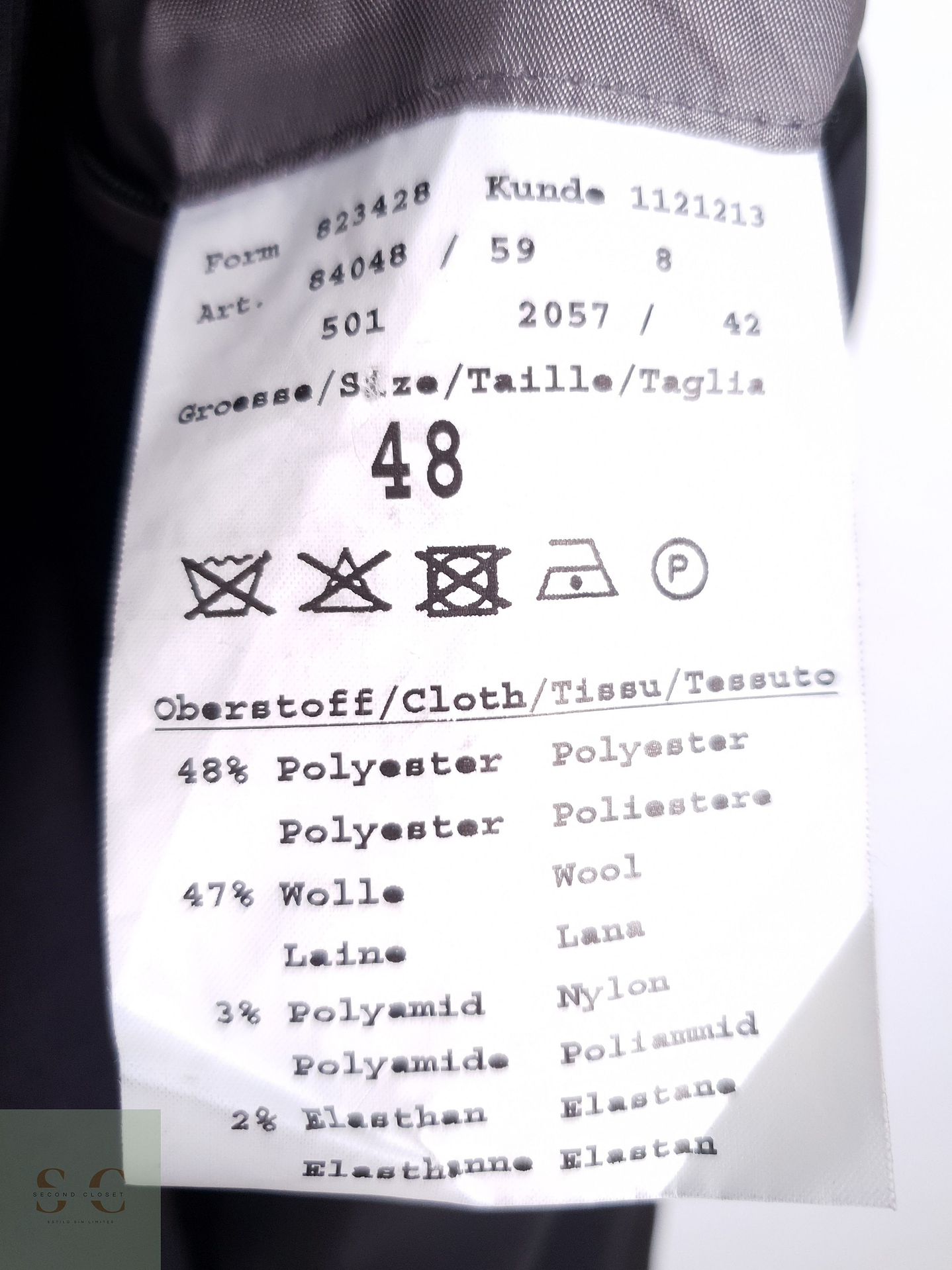 Abrigo Hombre Bugatti Wool Blend Stretch Talla M 3