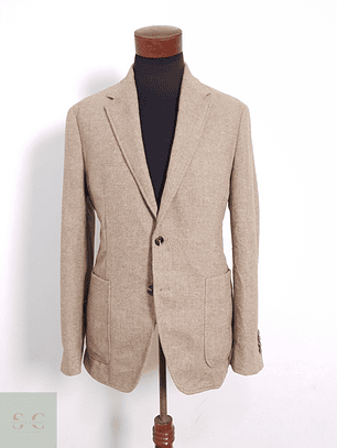 Blazer Hombre Mango Beige Mezcla Lana Slim Fit Talla M
