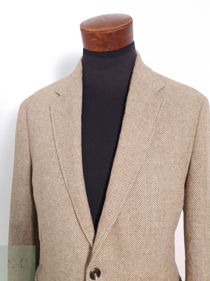 Blazer Hombre Mango Beige Mezcla Lana Slim Fit Talla M 5