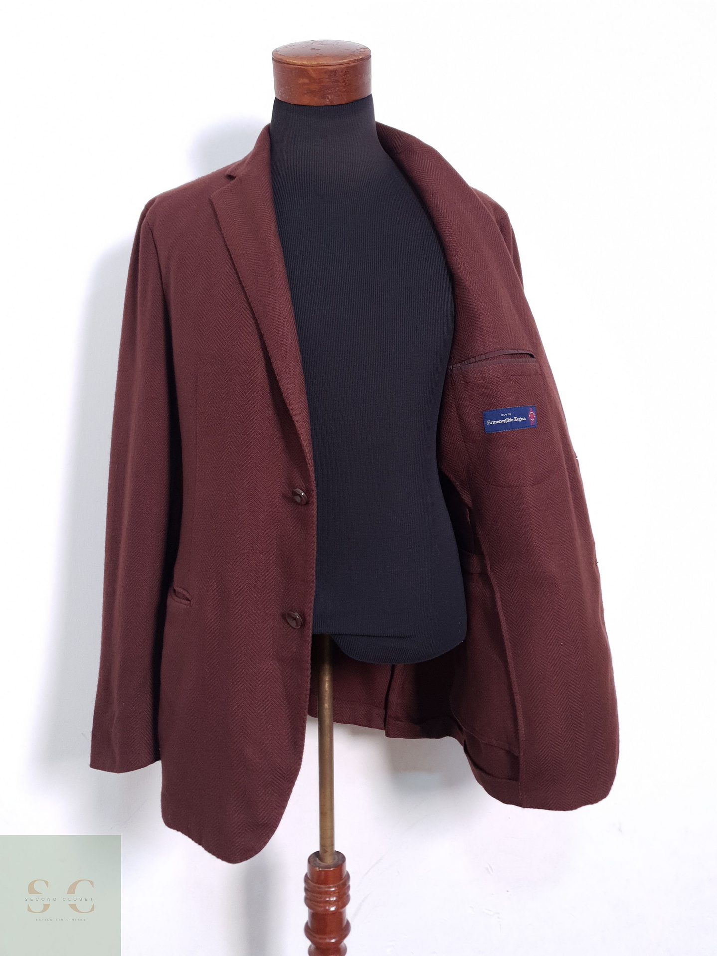 Blazer Hombre Ermenegildo Zegna Lana Cashmere Vino Tinto Talla ML 1