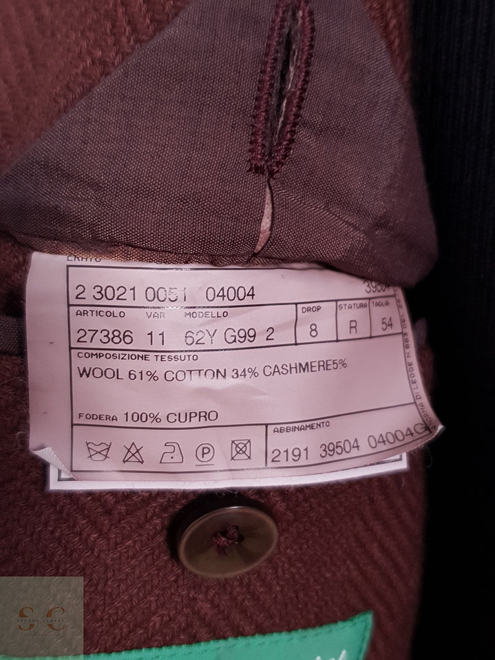 Blazer Hombre Ermenegildo Zegna Lana Cashmere Vino Tinto Talla ML 11