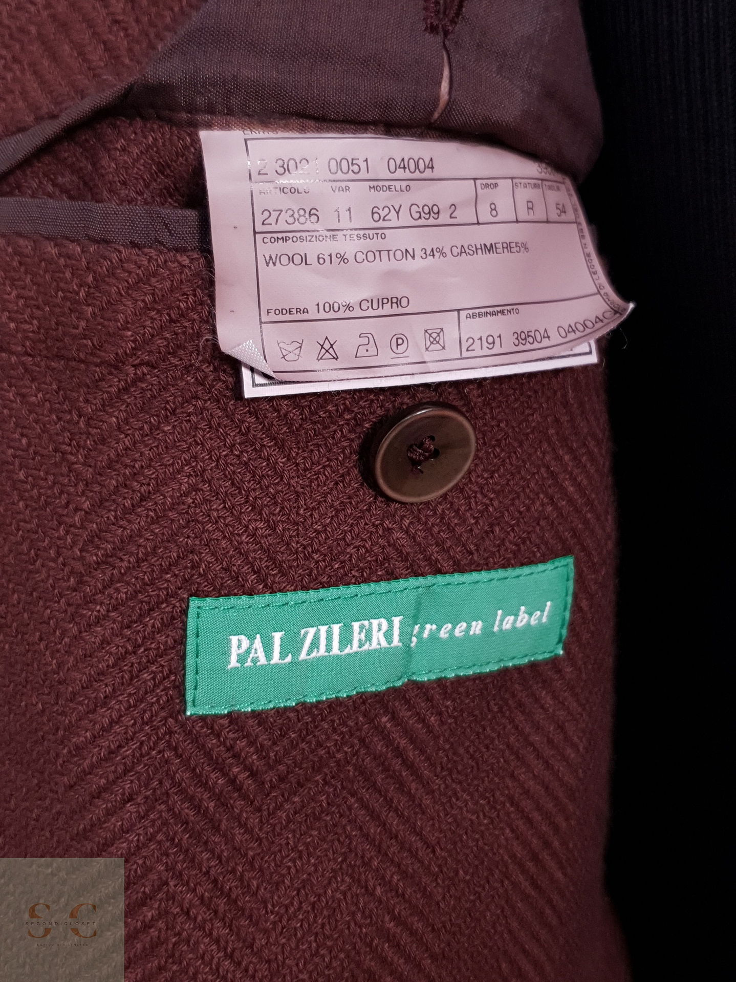 Blazer Hombre Ermenegildo Zegna Lana Cashmere Vino Tinto Talla ML 14