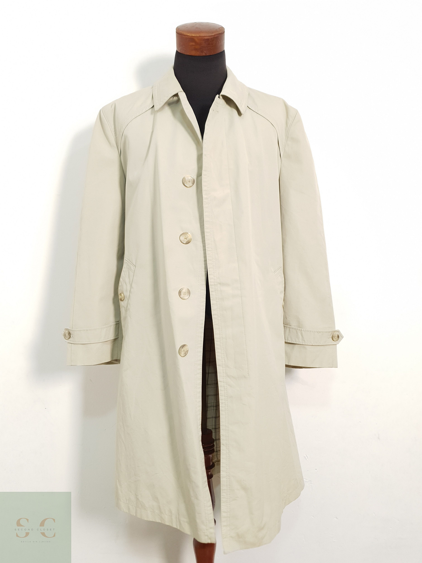 Gabardina con Cinto - Beige Hombre Talla ML 2