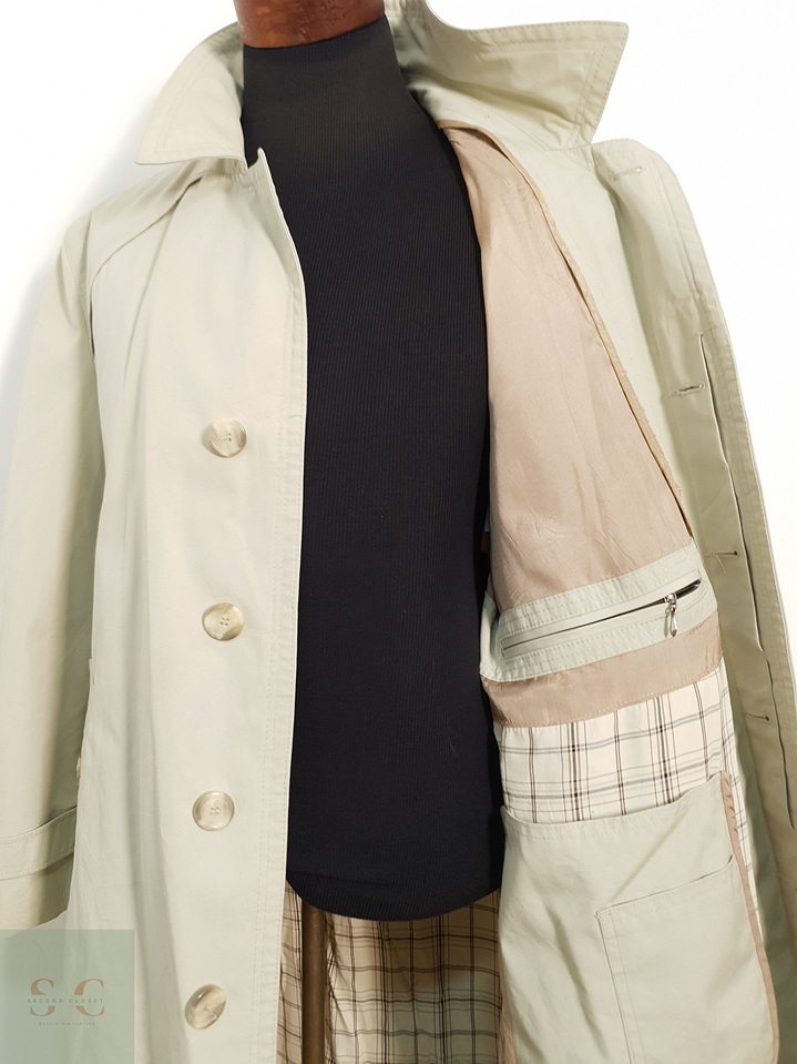 Gabardina con Cinto - Beige Hombre Talla ML 5