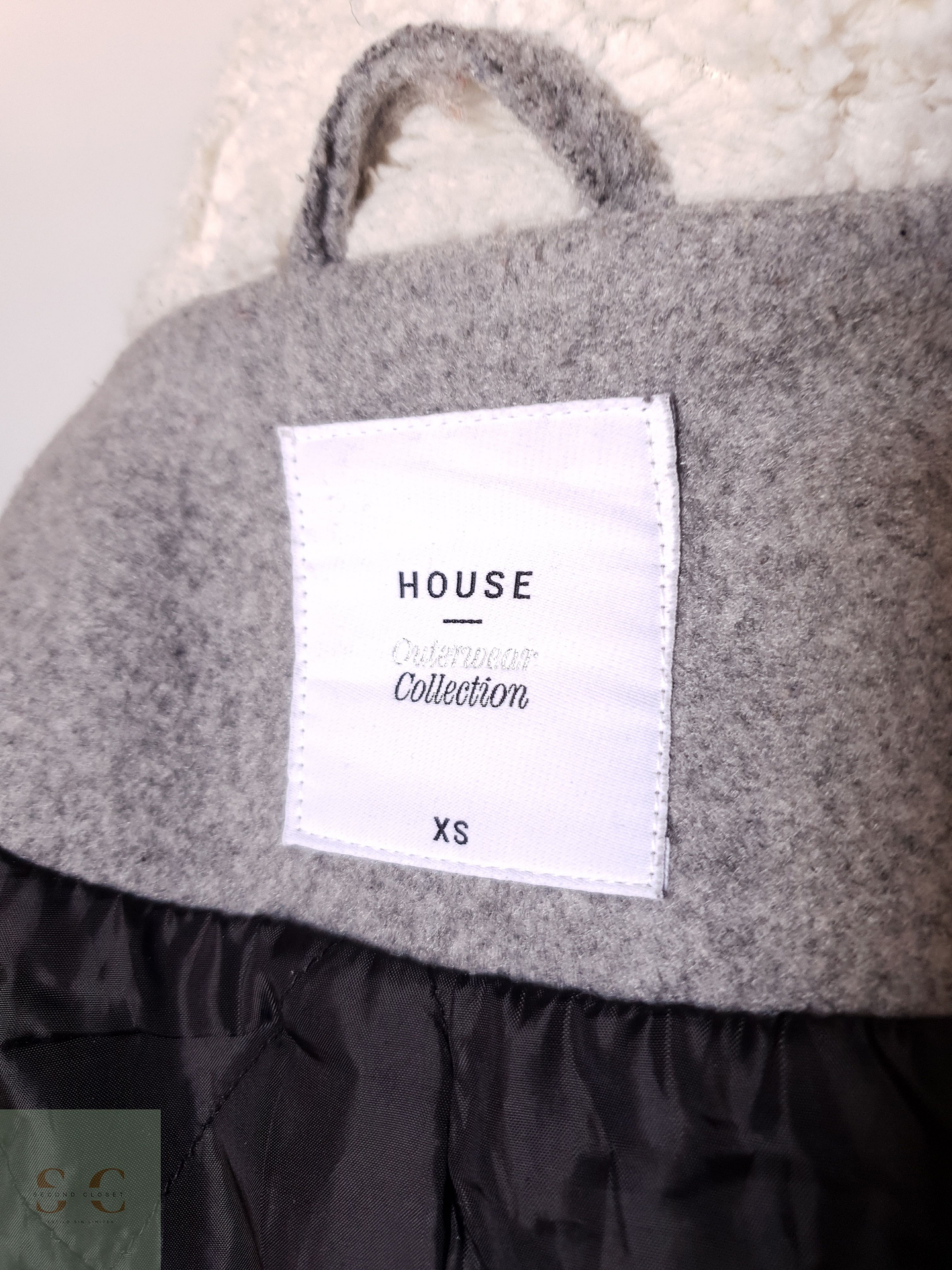 Abrigo mujer lana gris gorro cordero TALLA XS 7