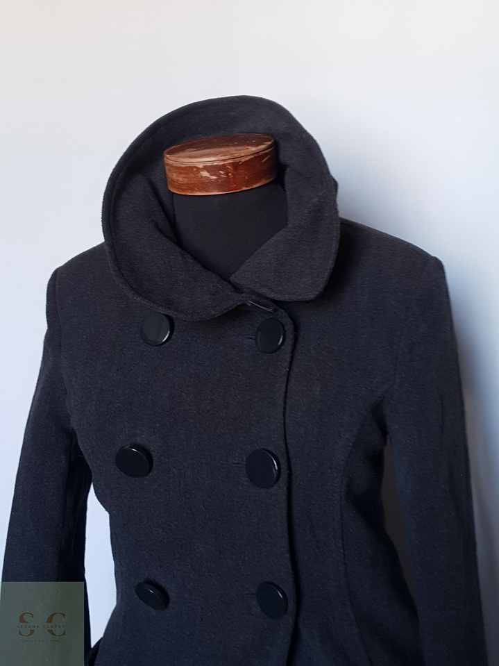 Abrigo mujer lana plomo cruzado TALLA S con cinturon ORSAY 4