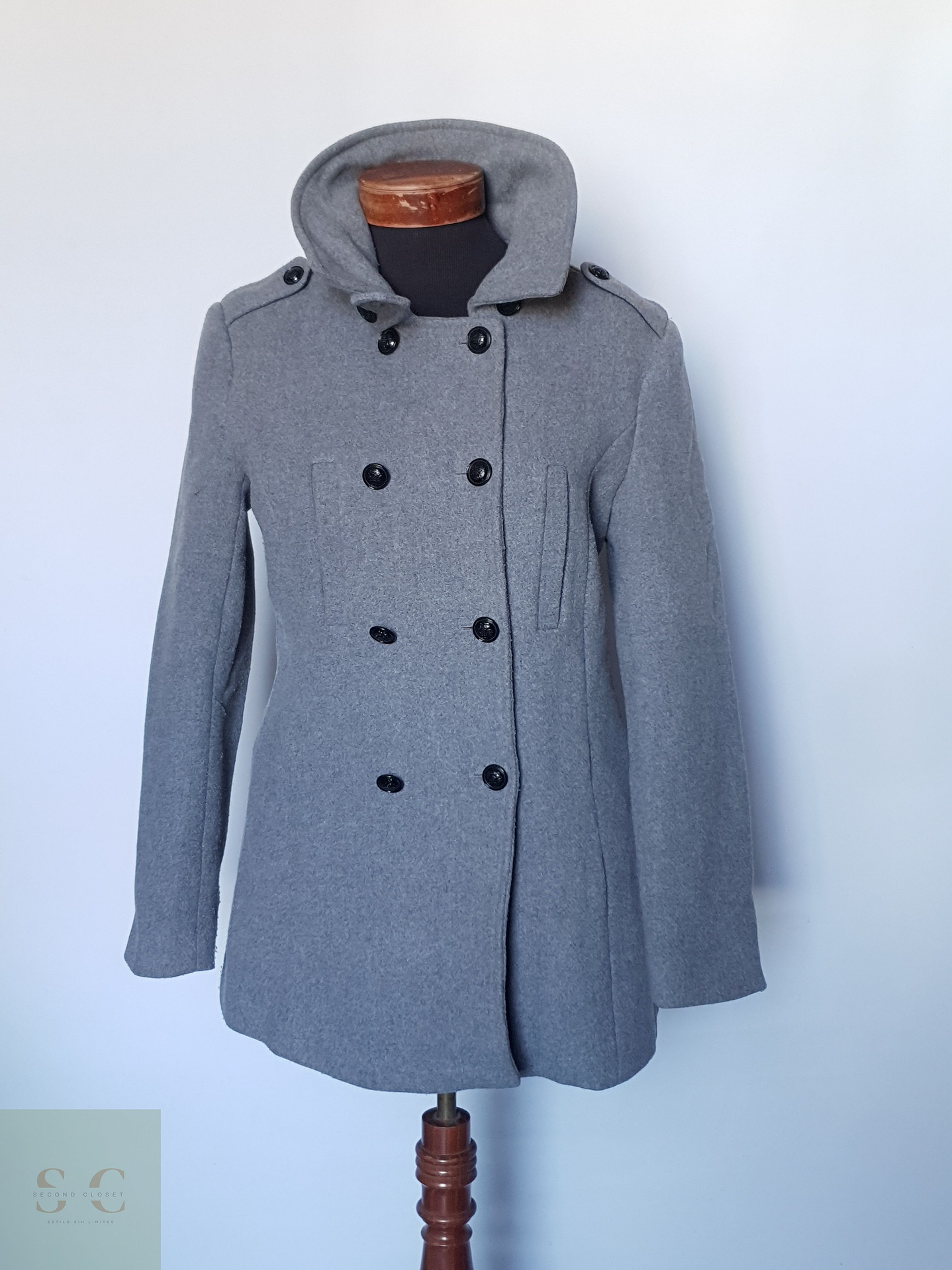 Abrigo mujer cruzado gris EL CORTE INGLÉS TALLA ML 1