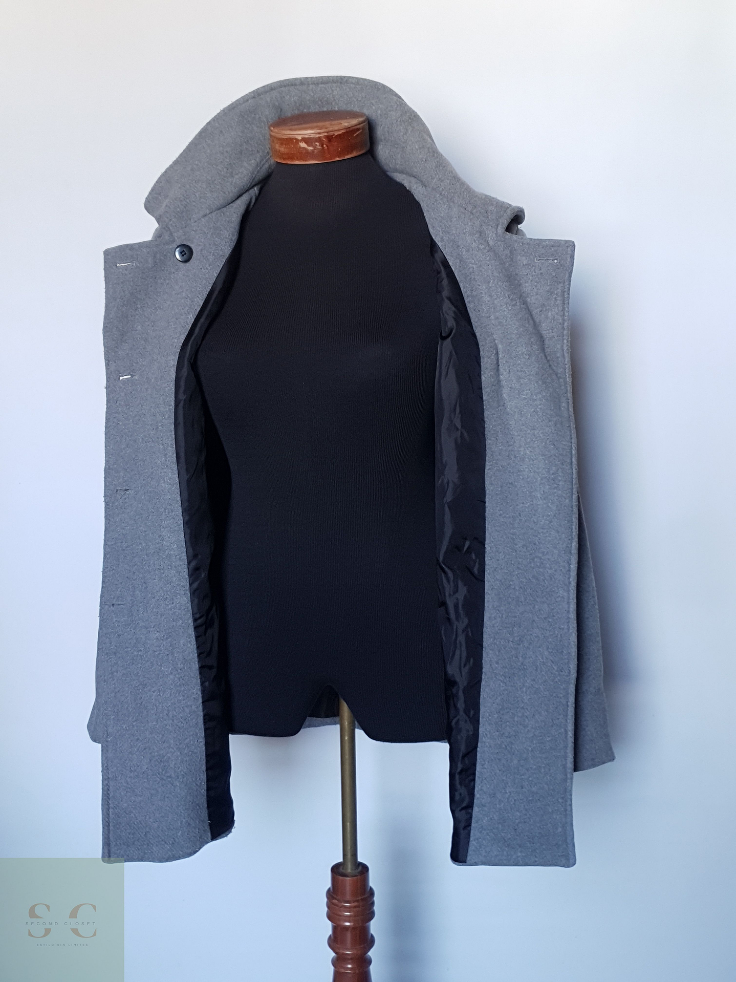 Abrigo mujer cruzado gris EL CORTE INGLÉS TALLA ML 6