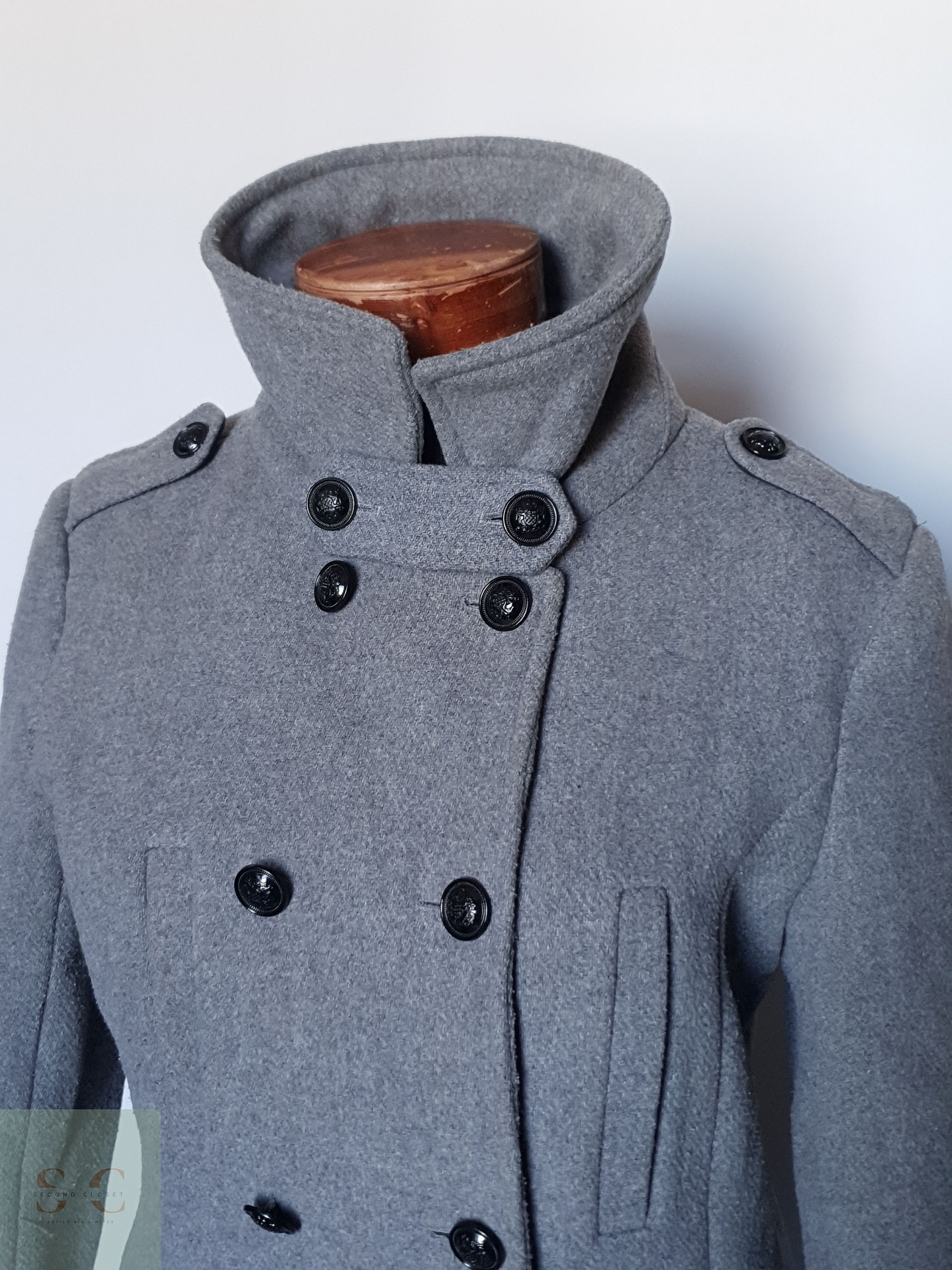 Abrigo mujer cruzado gris EL CORTE INGLÉS TALLA ML 3