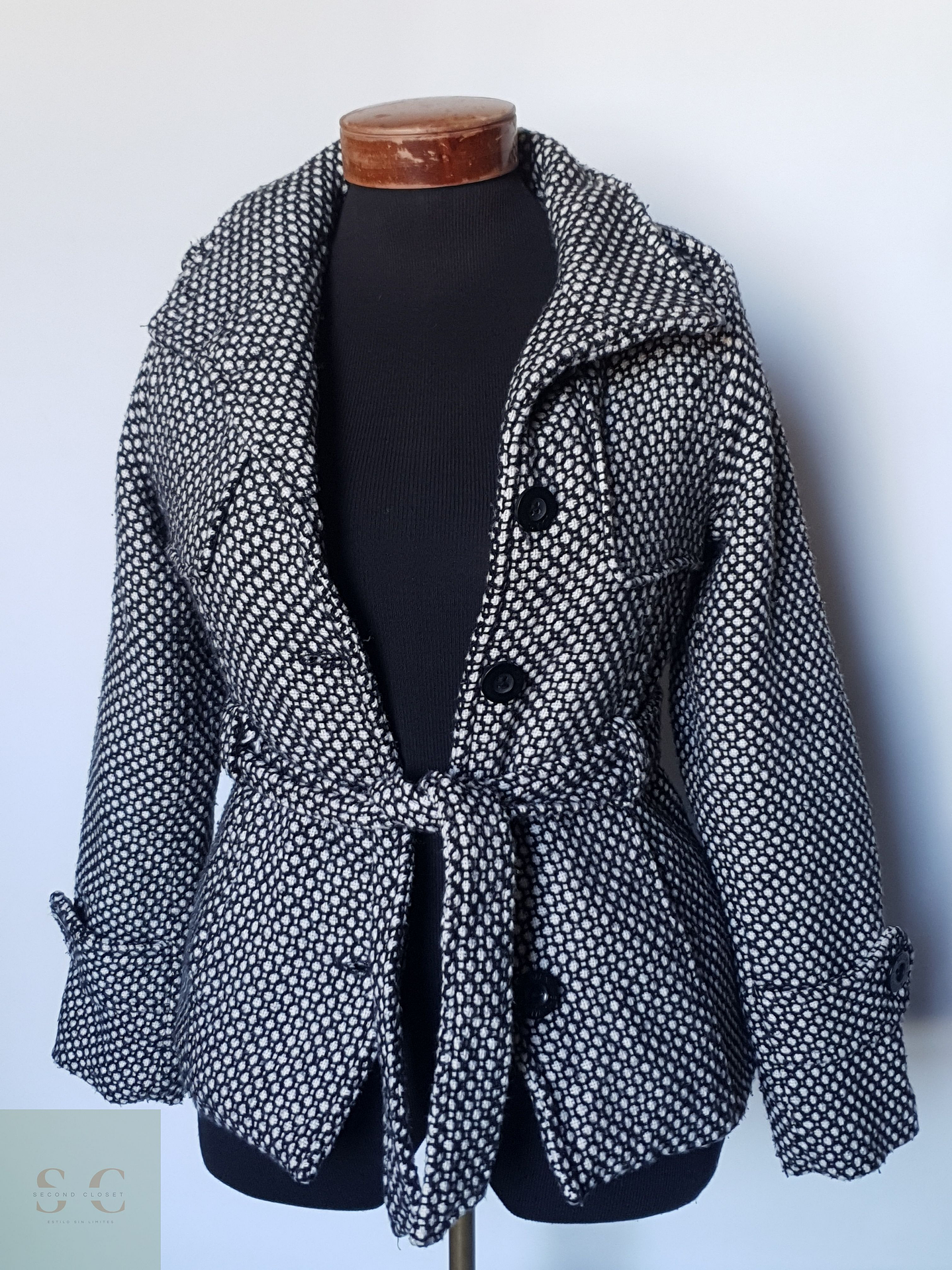 Abrigo mujer lana grueso TALLA XXS/XS con cinturon CATARINA 3