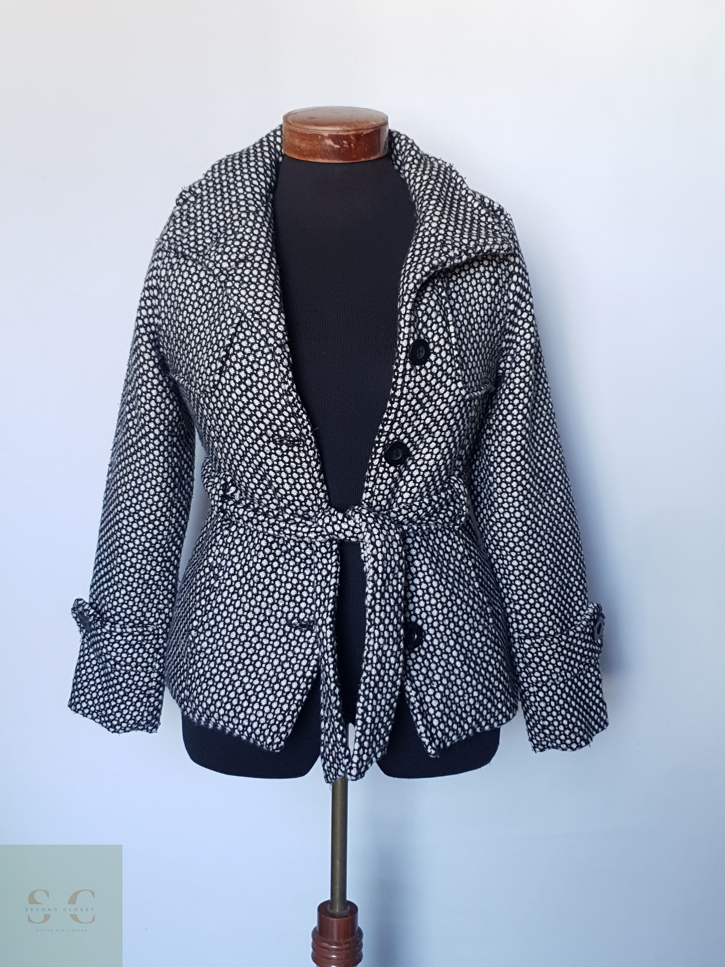 Abrigo mujer lana grueso TALLA XXS/XS con cinturon CATARINA 1