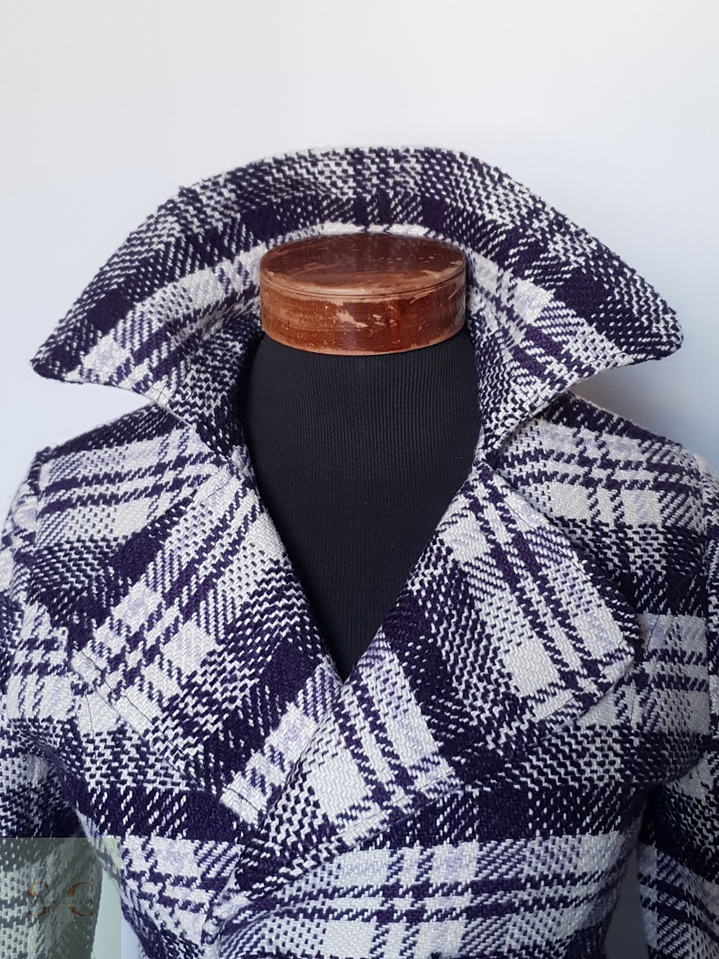 Abrigo Chaqueta Mujer lana Cuadros Violeta Talla XS/S 5