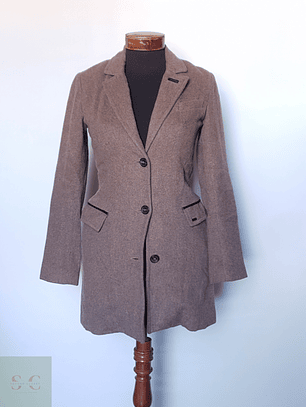 Abrigo mujer lana café clasico elegante entallado TALLA XS