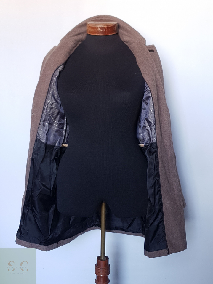 Abrigo mujer lana café clasico elegante entallado TALLA XS 3