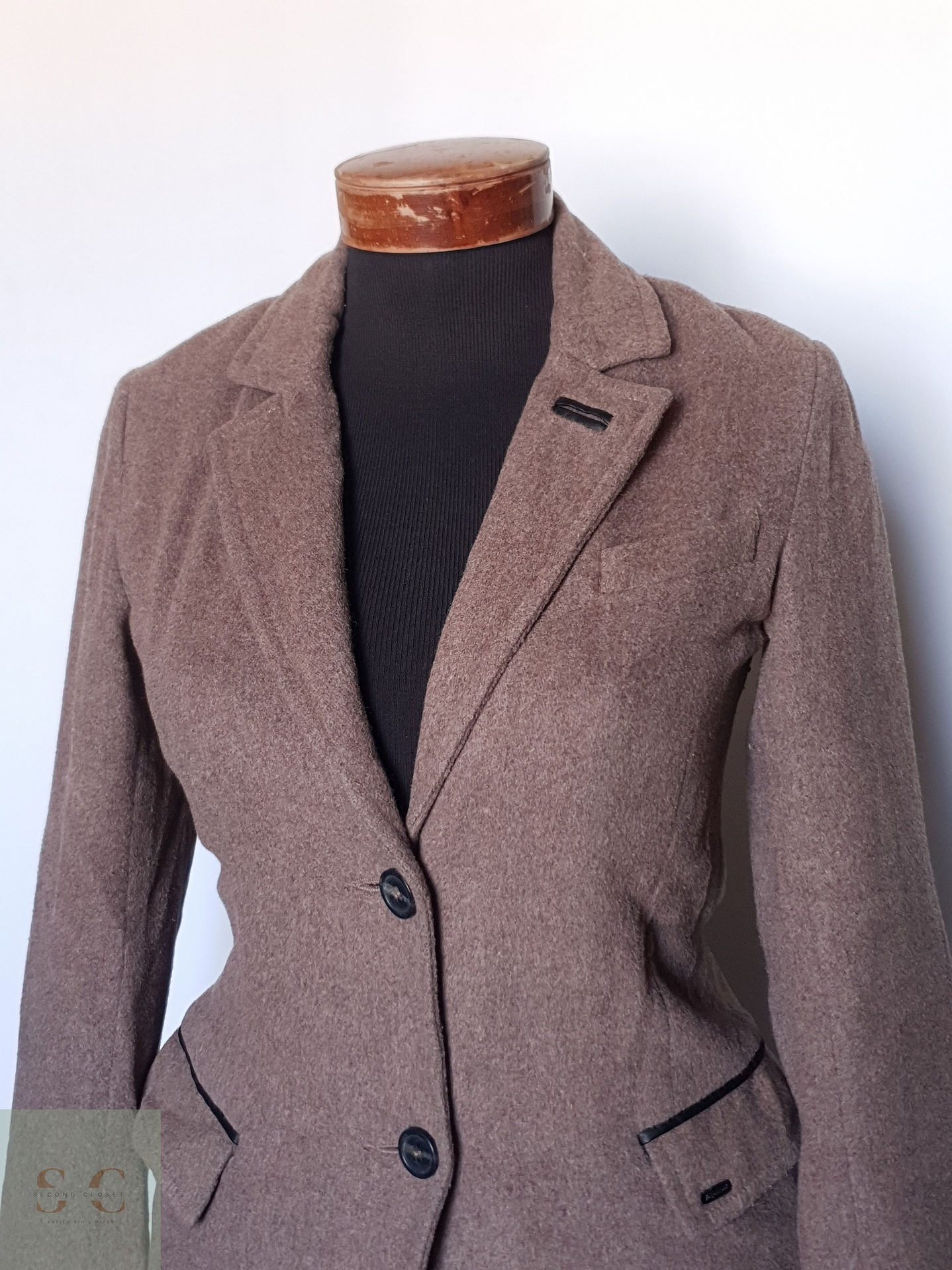 Abrigo mujer lana café clasico elegante entallado TALLA XS 5