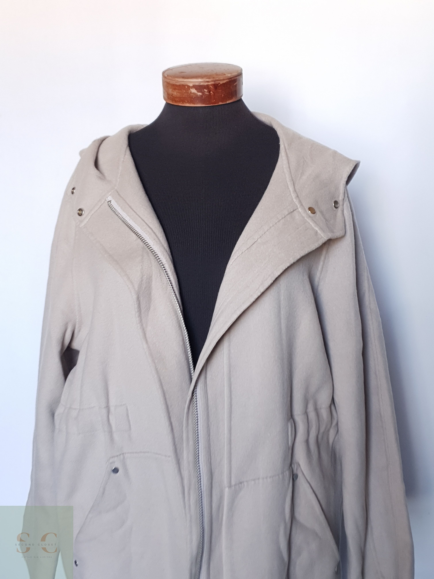 Abrigo mujer REISS TALLA LXL crema beige 5