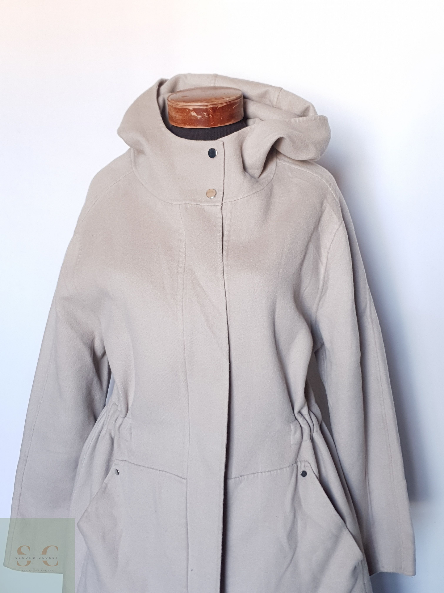 Abrigo mujer REISS TALLA LXL crema beige 2