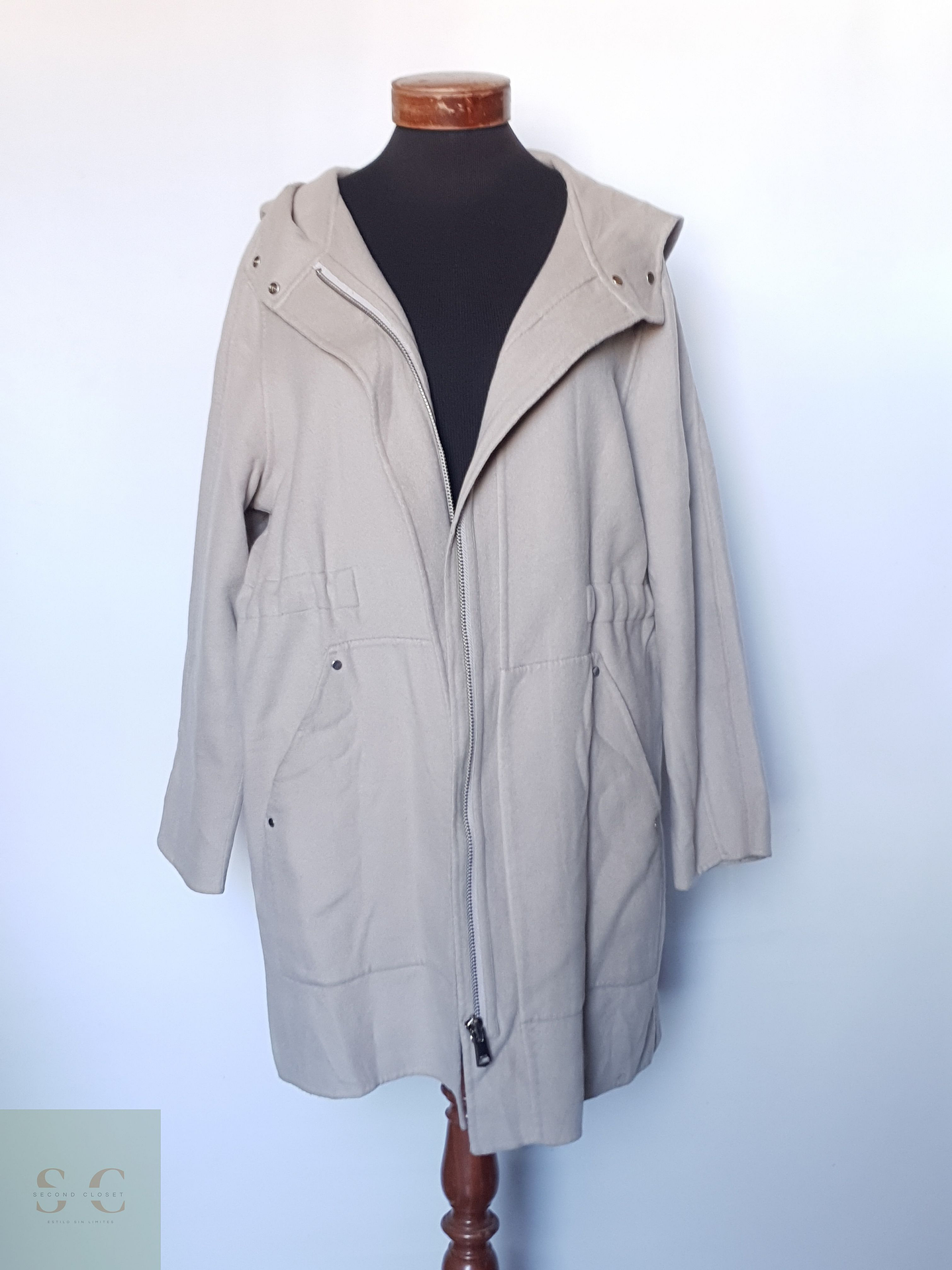 Abrigo mujer REISS TALLA LXL crema beige 6