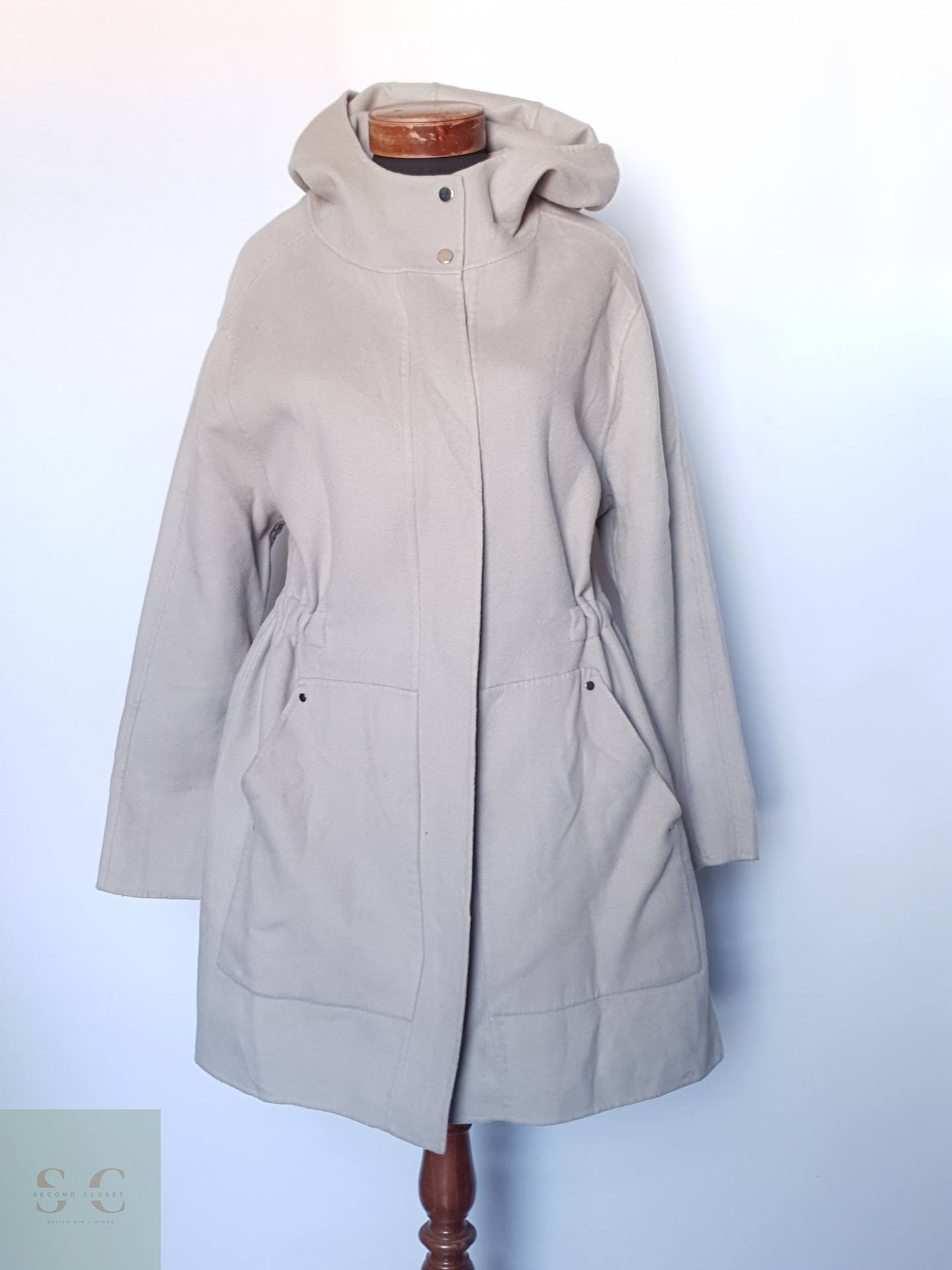 Abrigo mujer REISS TALLA LXL crema beige 1