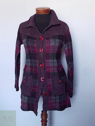 Abrigo ligero mujer cuadros fucsia TALLA XS